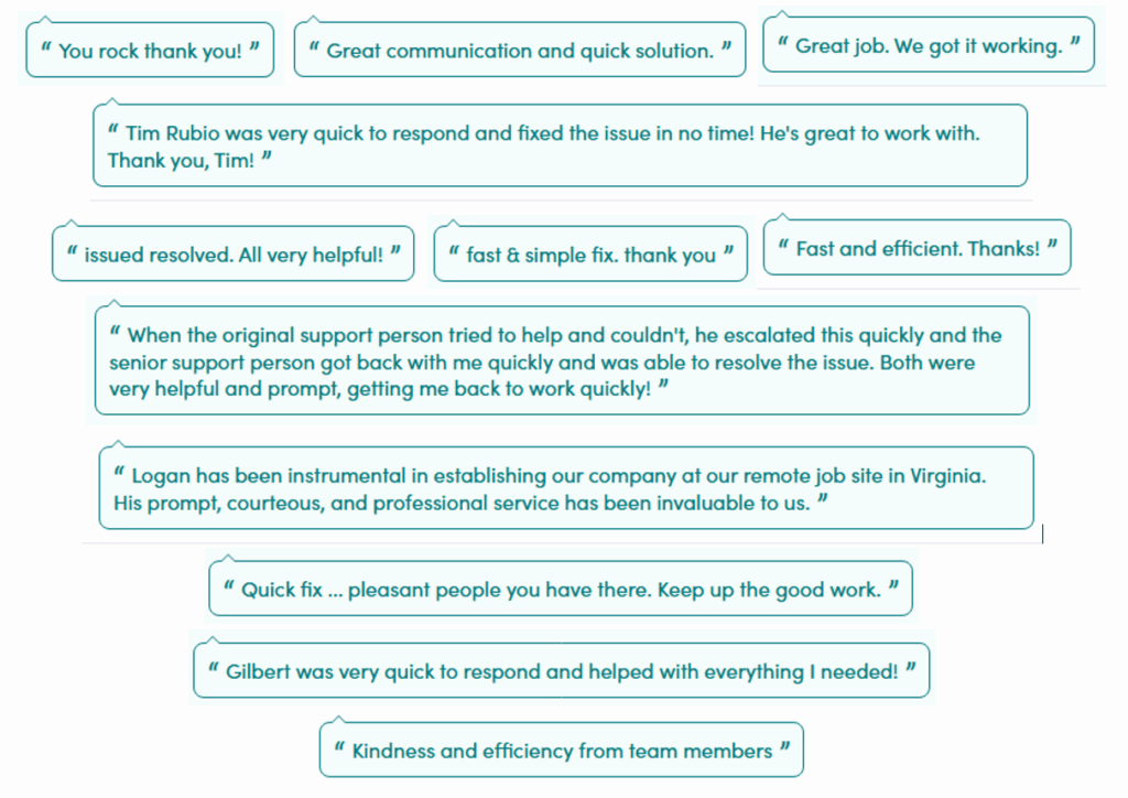 Customer positive feedback screenshot