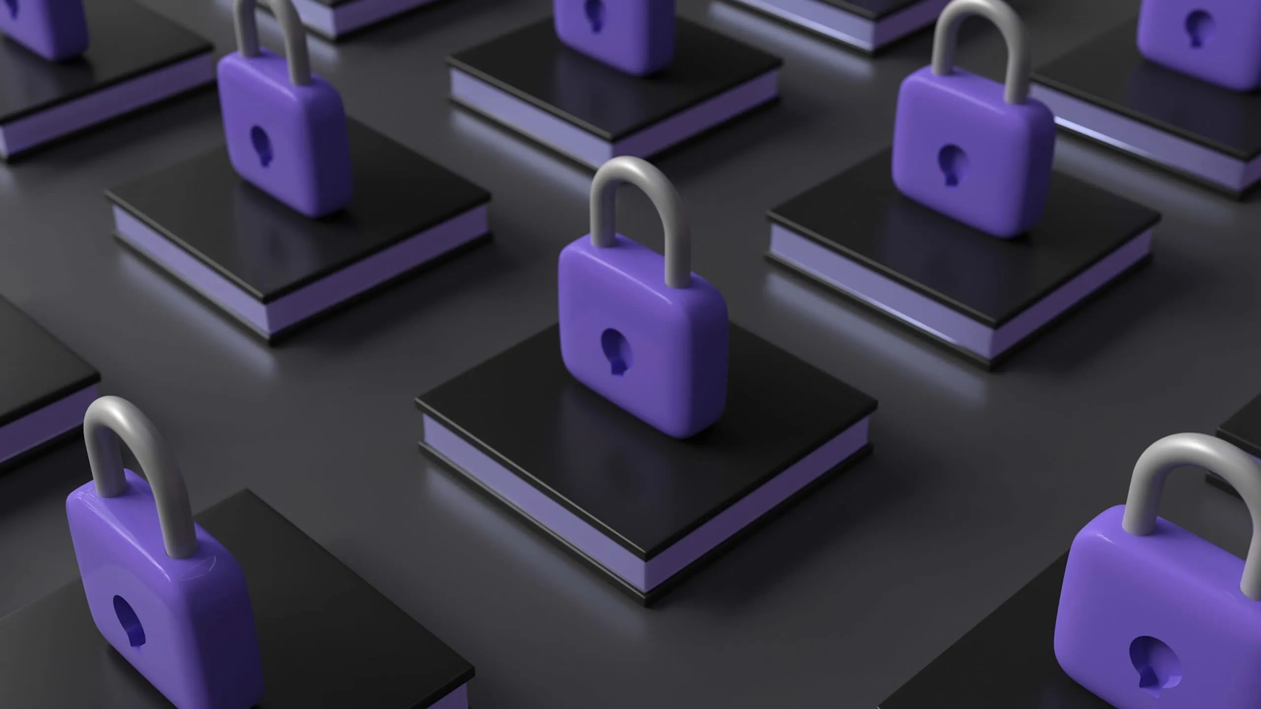 secured data with purple locks on platforms