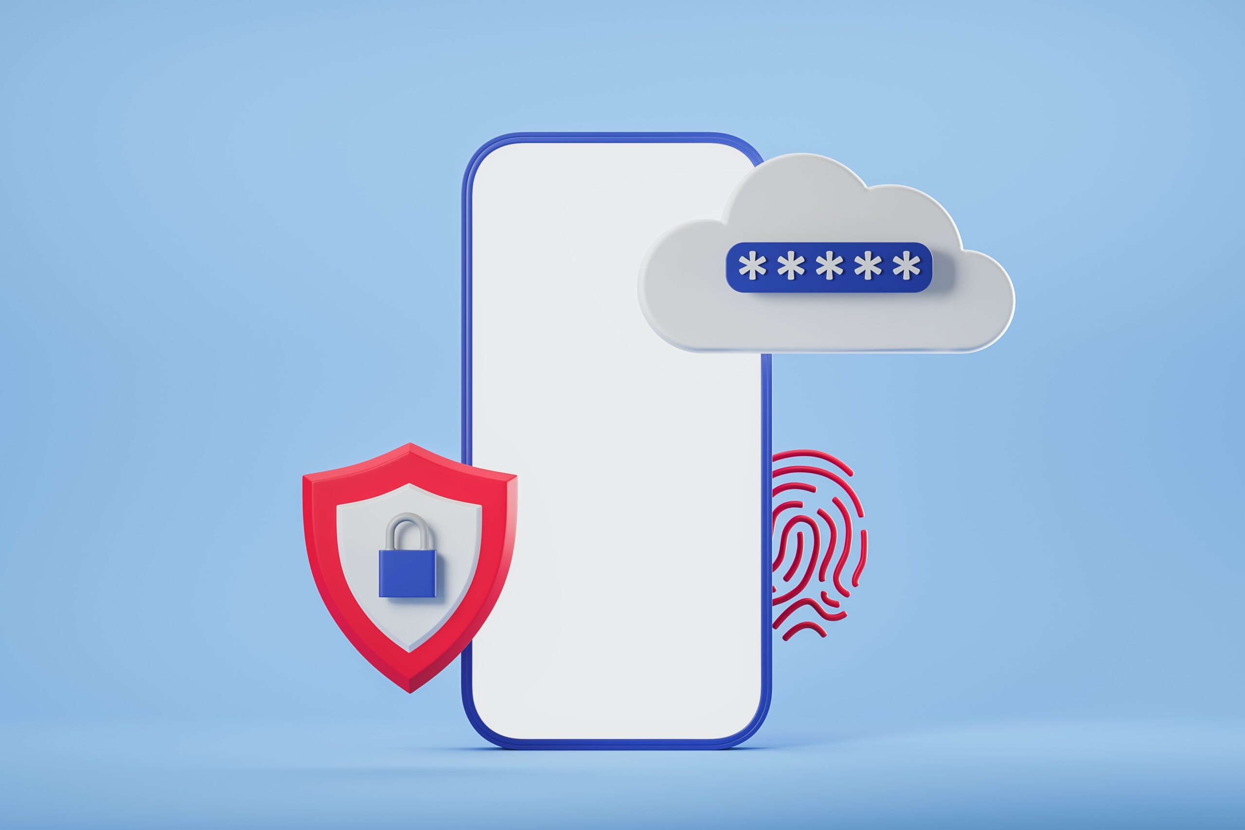A cloud with a lock and a padlock on a phone, illustrating the importance of privacy and security in online personal information protection.