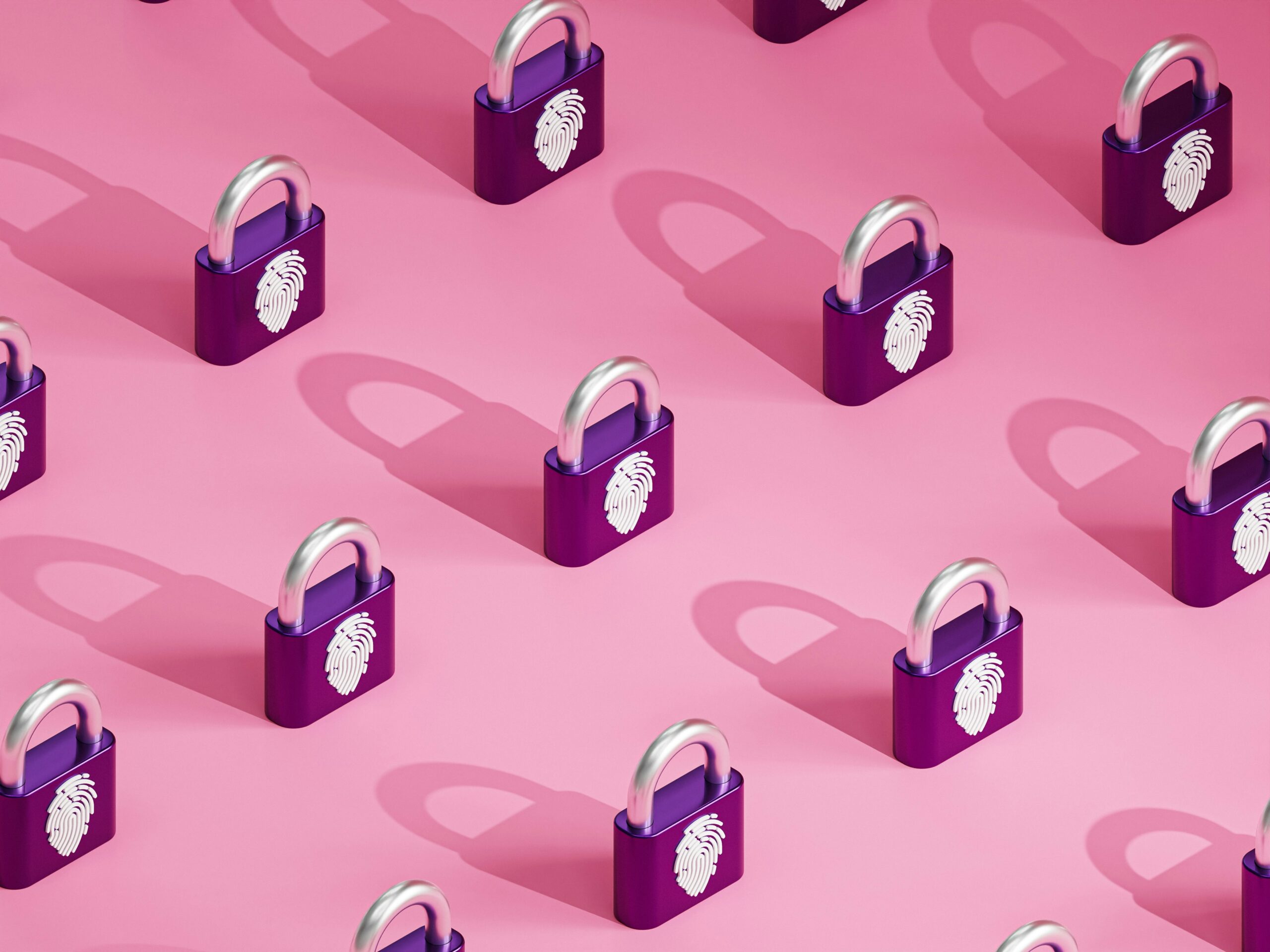A group of purple padlocks symbolizing data security management.
