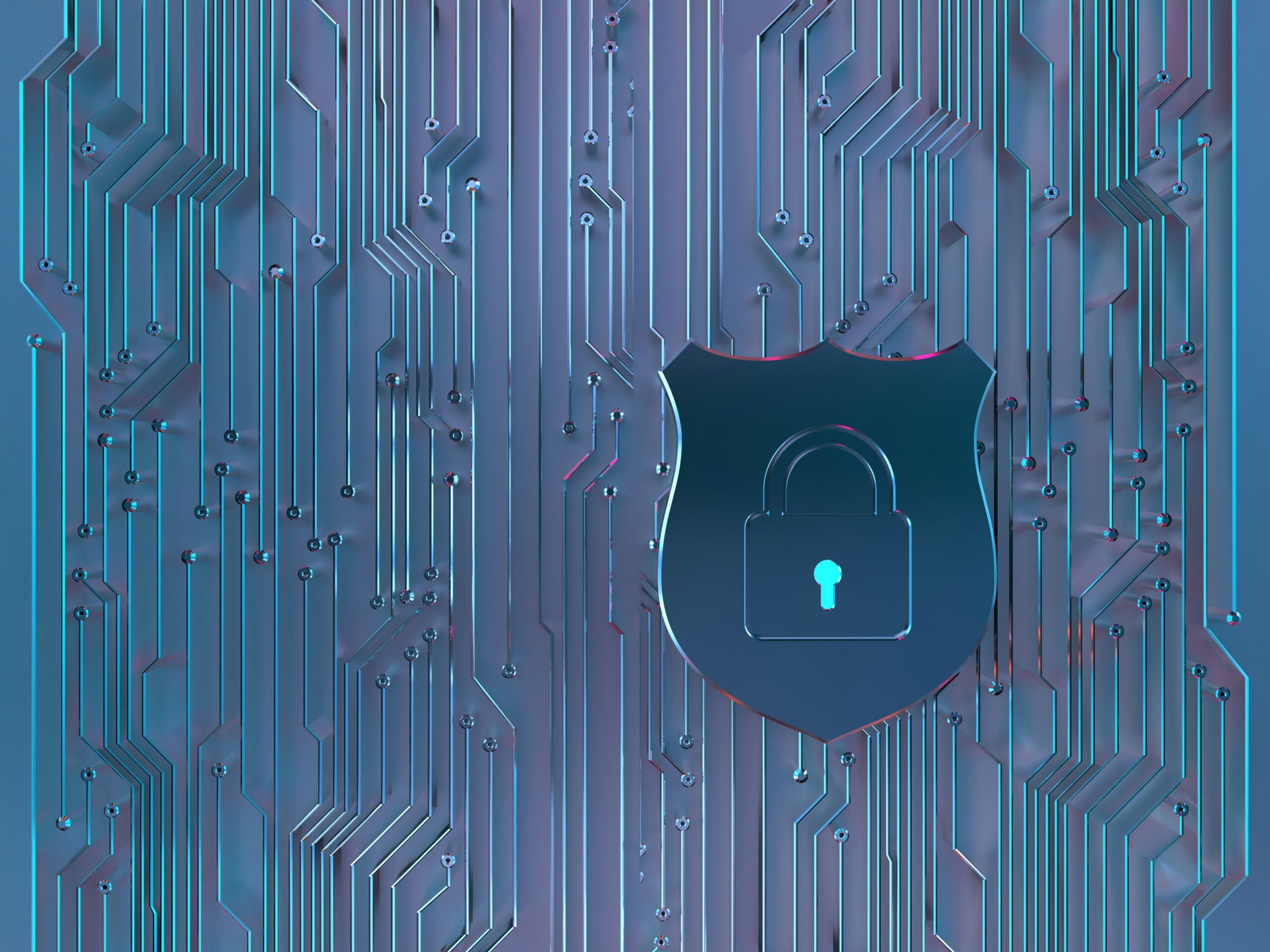 A padlock on a circuit board, symbolizing the protection of privacy.
