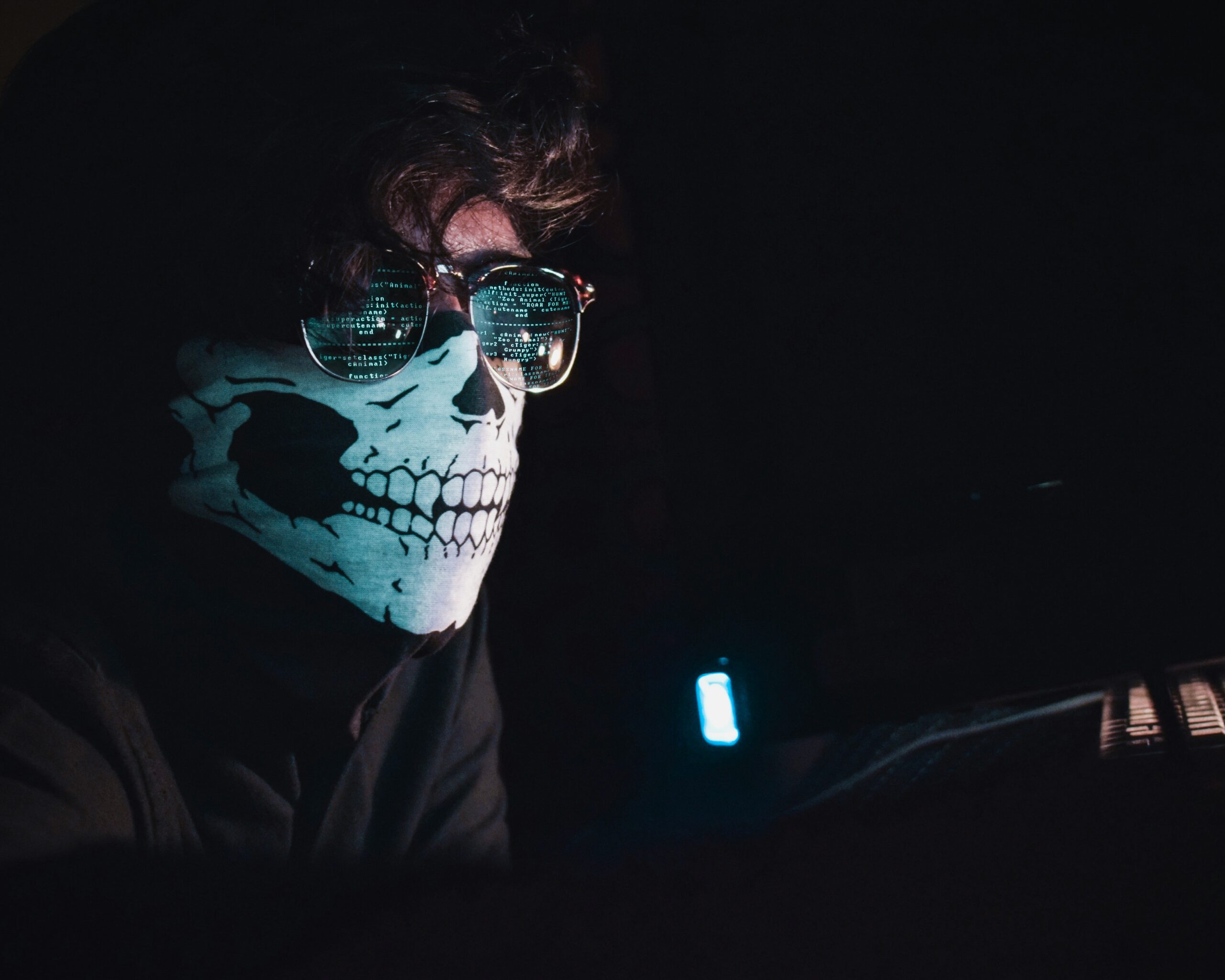 A person wearing glasses and a mask, appearing both mysterious and incognito.