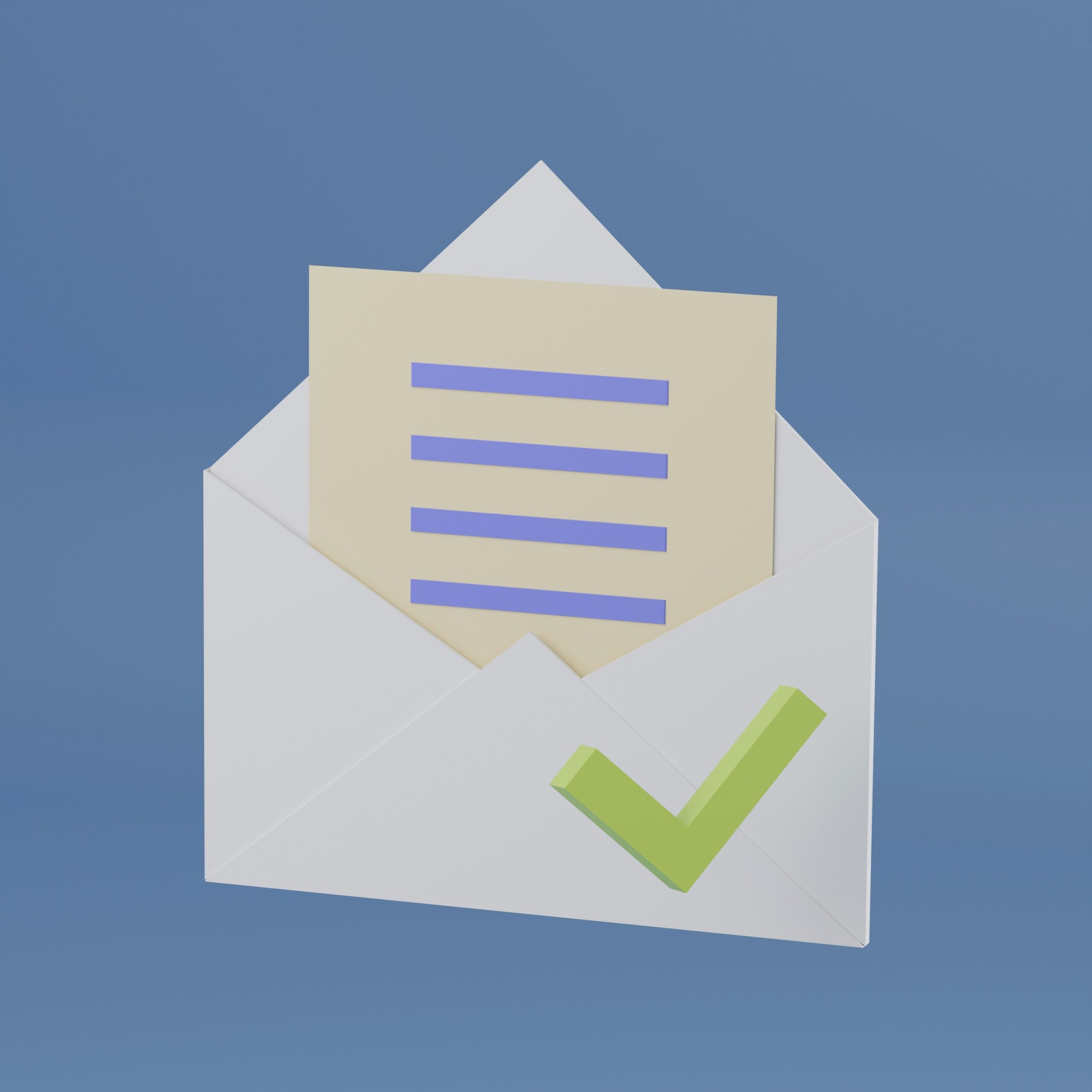 An envelope with a check mark on it, representing the successful completion of a SLAM method for cybersecurity.